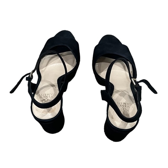 Vince Camuto Black Suede Platform Block Heel Sandals Size 8 Women's - Picture 4 of 9
